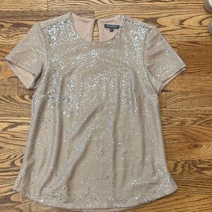 Michael Stars Sequin Short Sleeve Top - Nude